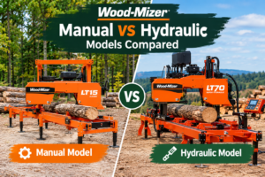 Wood-Mizer manual vs hydraulic sawmill models compared Lumbermens